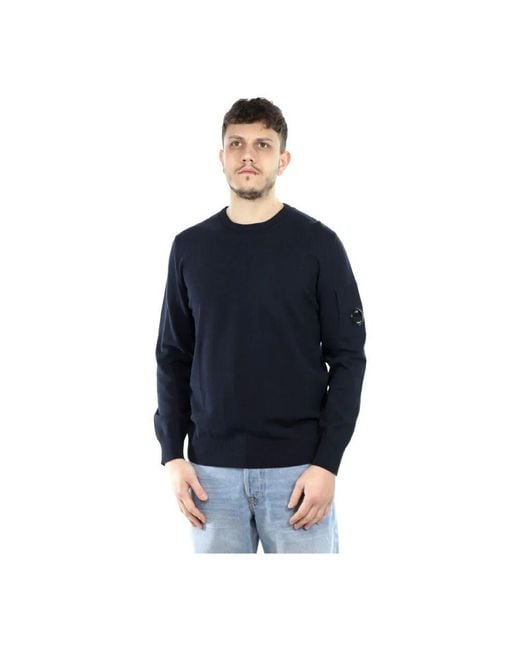 C P Company Blauer Linse Baumwolle Crepe Pullover in Blue für Herren