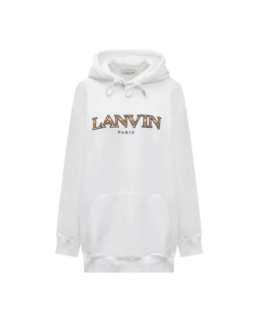 Sudadera De Algodón Blanco Con Capucha, Mujer, Talla Lanvin de color White