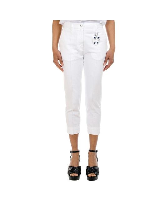 Pantaloni bianchi con logo a cuore per donne di Love Moschino in White