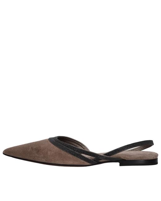 Brunello Cucinelli Brown Flache Schuhe Braun