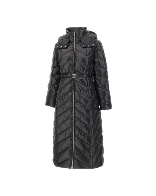 Liu Jo Jassen ,Zwart ,Polyester Hooded Down Jacket in het Black