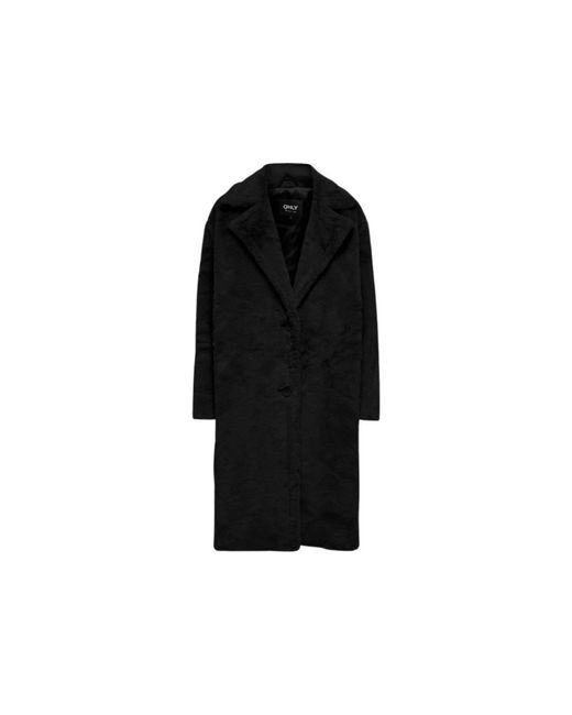 ONLY Jassen ,Zwart ,Polyester Faux Fur Vida Jas Zwart in het Black