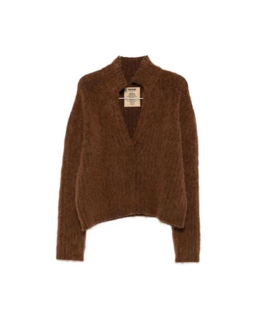Uma Wang Brown V-Neck Knitwear