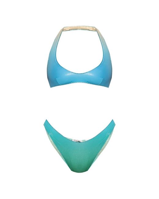 Oseree Badmode ,Blauw ,Polyester Blauwe Halternek Lage Strandkleding Briefs in het Blue
