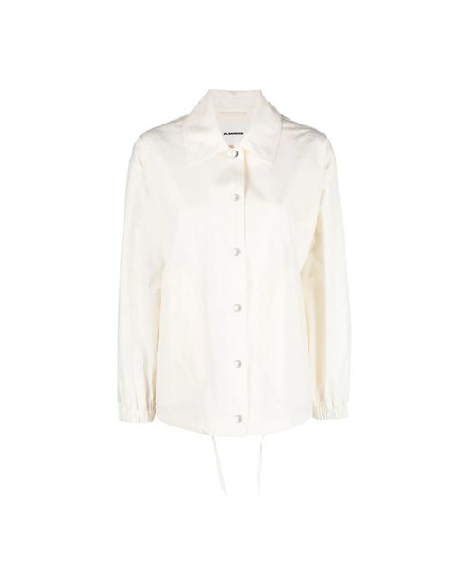 Jil Sander Overhemden ,Katoen Shirt Met Geprint Logo in het White