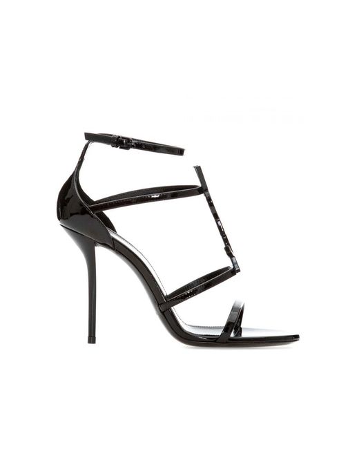 Saint Laurent Black Cassandra Logo Plaque 110mm Sandals