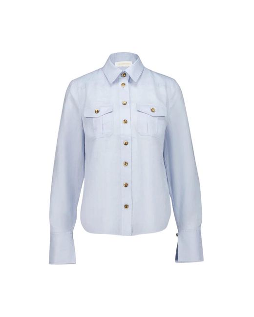 Zimmermann Ramie Safari Shirt in het Blue