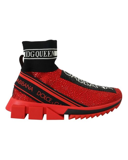 Dolce & Gabbana Red Exquisite Sorrento Slip-On Sneakers