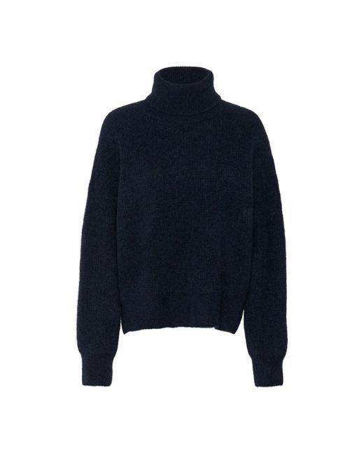 Gestuz Truien & Vesten ,Blauw ,Wol Zachte Melange Rolhals Trui in het Blue