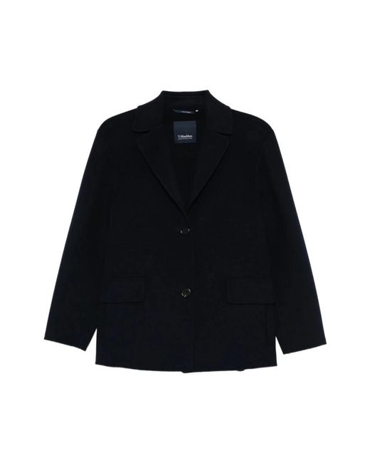 Max Mara Jassen ,Blauw ,Wol Smmelfi Jacket in het Black