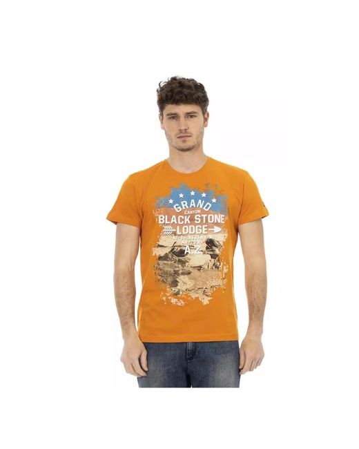 Trussardi Baumwoll t-shirt mit frontdruck in Orange für Herren