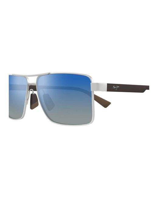 Maui Jim Piha dbs621-17 matte silver w/brown sunglasses in Blue für Herren