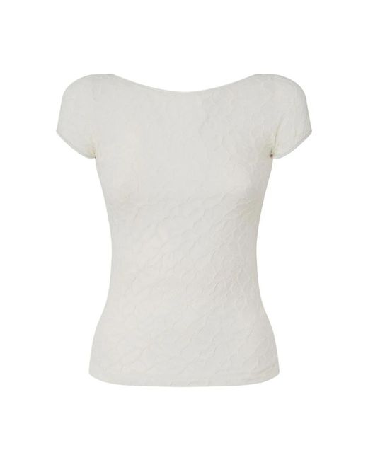 Pinko Overhemden ,Wit ,Leer Witte Top Met Kant Op De Rug in het White