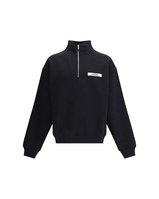 Jacquemus Hoodies & Sweatvesten ,Zwart ,Katoen Comfortabele Sweatshirt Met Rits in het Blue voor heren
