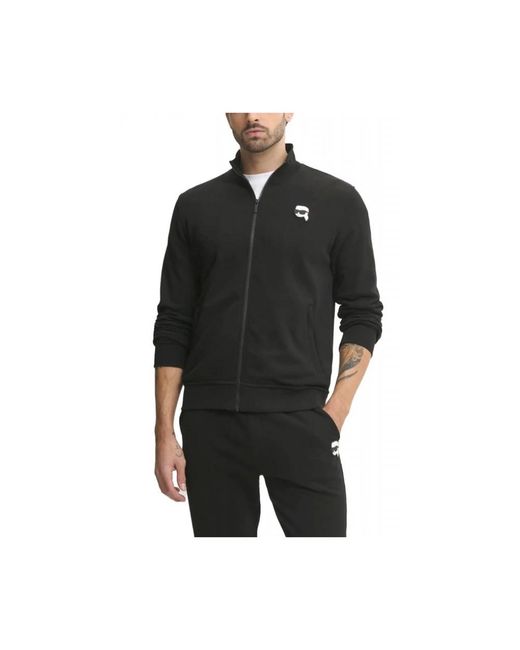 Karl Lagerfeld Hoodies & Sweatvesten ,Zwart ,Katoen Fullzip Logo Sweatshirt in het Black voor heren