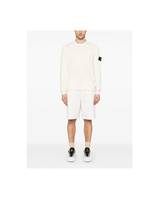 Stone Island White Round-Neck Knitwear for men