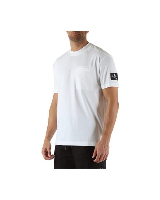 Calvin Klein Baumwoll-t-shirt mit fronttasche in White für Herren