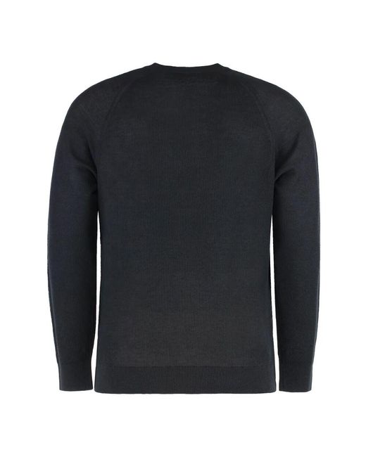 Paolo Pecora Gerippter rundhalsausschnitt leinen-baumwollpullover,gerippter crew-neck leinen-baumwollpullover in Black für Herren