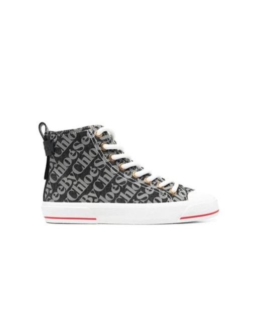 Sneakers hi top con logo in rilievo di See By Chloé in Gray