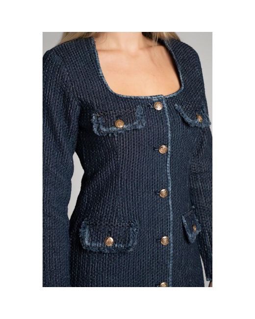 Suncoo Kleedjes ,Blauw ,Denim Denim Jurk Met Lange Mouwen En Knopen in het Blue