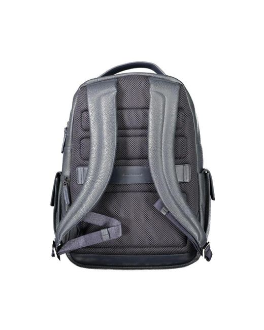 Piquadro Gray Blauer leder rucksack