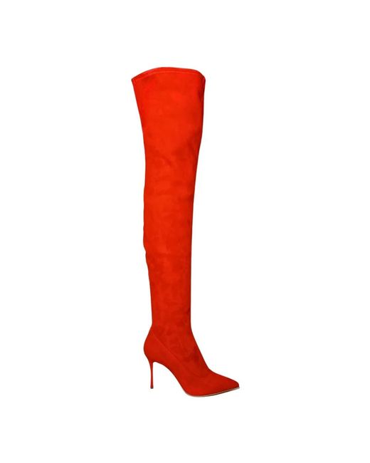 Over-Knee Boots di Sergio Rossi in Red