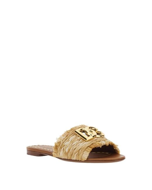 Dolce & Gabbana Natural Raffia Braided Slipper
