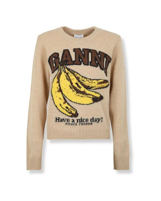 Ganni Metallic Round-Neck Knitwear