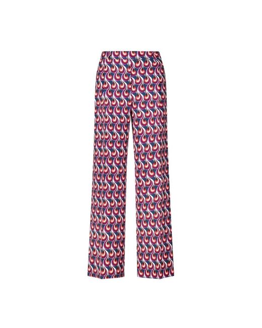 LaDoubleJ Broeken ,Veelkleurig ,Broek Met Wijde Pijpen En Wervelend Patroon in het Red