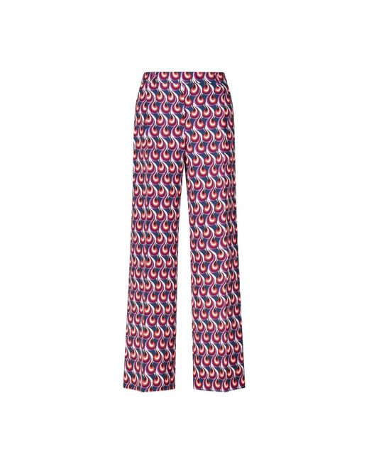 LaDoubleJ Broeken ,Veelkleurig ,Broek Met Wijde Pijpen En Wervelend Patroon in het Red