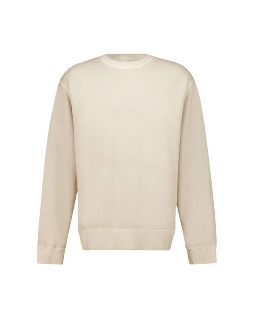 120% Lino White Round-Neck Knitwear for men