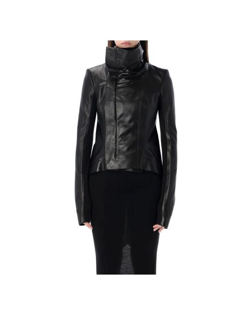 Rick Owens Black Leather Jackets