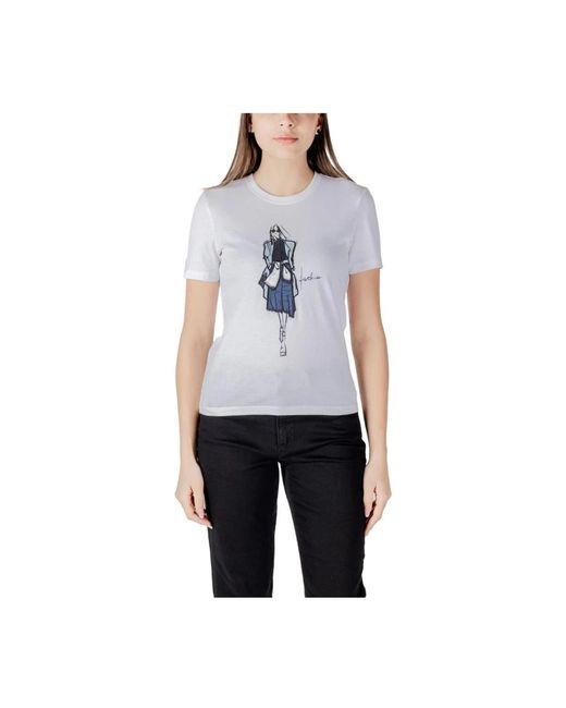 ONLY Tops ,Wit ,Katoen Wit Katoenen T-Shirt Vrouwen in het Blue
