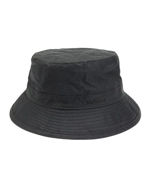 Barbour Accessoires ,Groen ,Katoen Zwarte Gewaxte Katoenen Bucket Hoed in het Gray voor heren