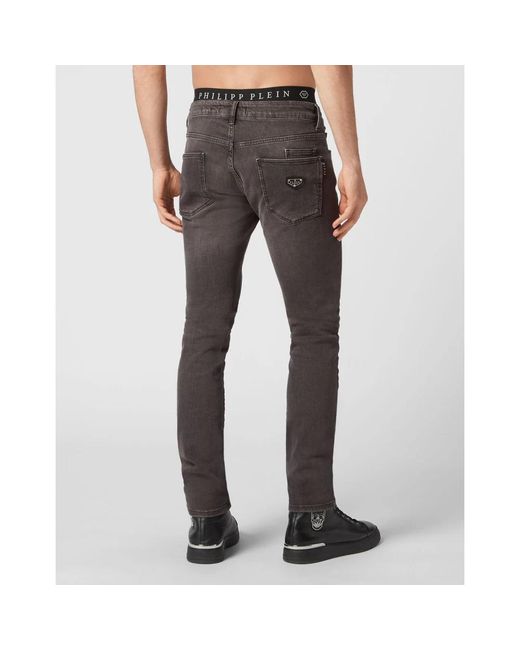 Philipp Plein Denim Broeken Super Straight Cut Basic in het Gray voor heren