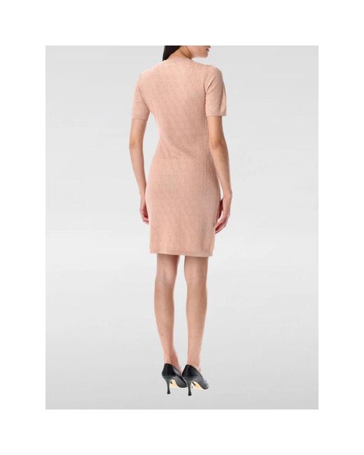 Fendi Kleedjes ,Roze ,Korte Mouw Gebreide Jurk Met Motief in het Pink