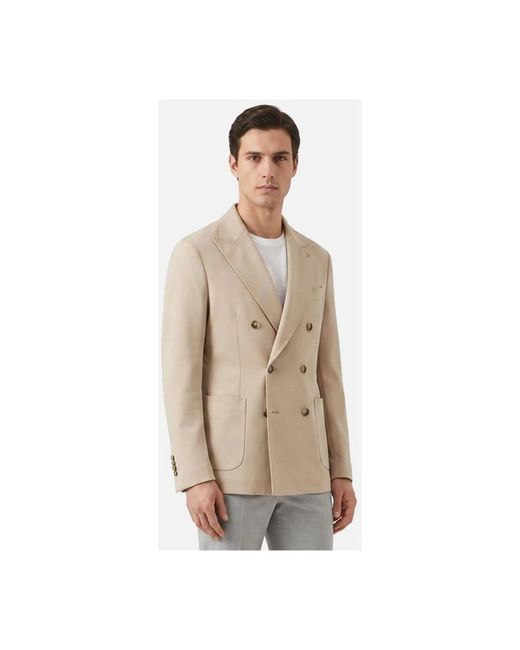 Circolo 1901 Double-Breasted Light Jersey Jacket in het Natural voor heren