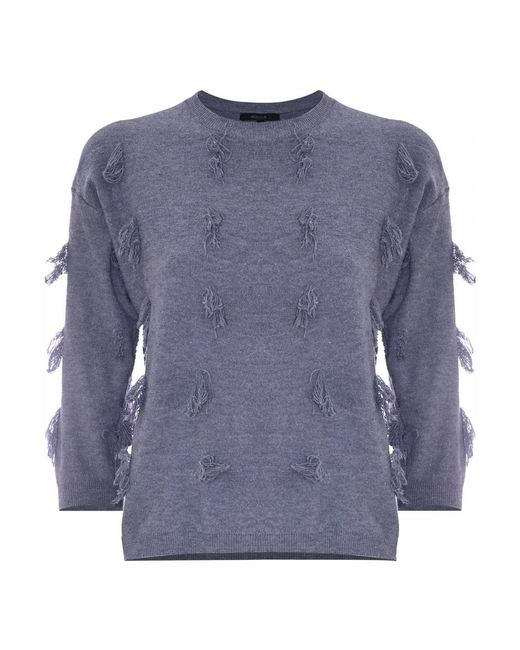Kocca Blue Charming fringed crew neck jumper