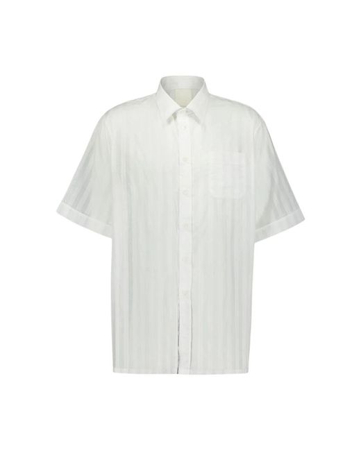 Givenchy Gestreept Katoenen Voile Kortemouw Overhemd in het White voor heren