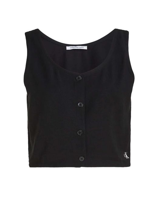 Camisas sin mangas con botones Calvin Klein de color Black