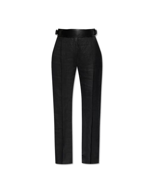 Pantalones de lino Ferragamo de color Black