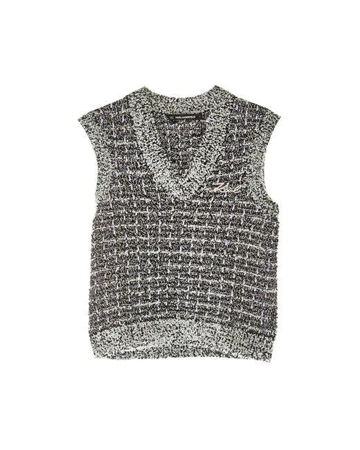 Karl Lagerfeld Gray V-Neck Knitwear