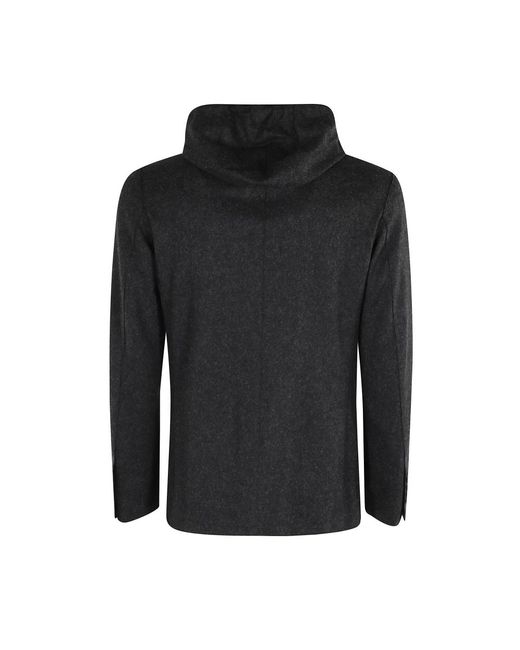 Eleventy Zuckerfarbene Einreiher-Jacke Mit Kapuze in Black für Herren