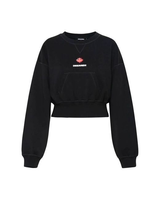 DSquared² Hoodies & Sweatvesten ,Zwart ,Katoen Italiaanse Sweatshirts in het Black