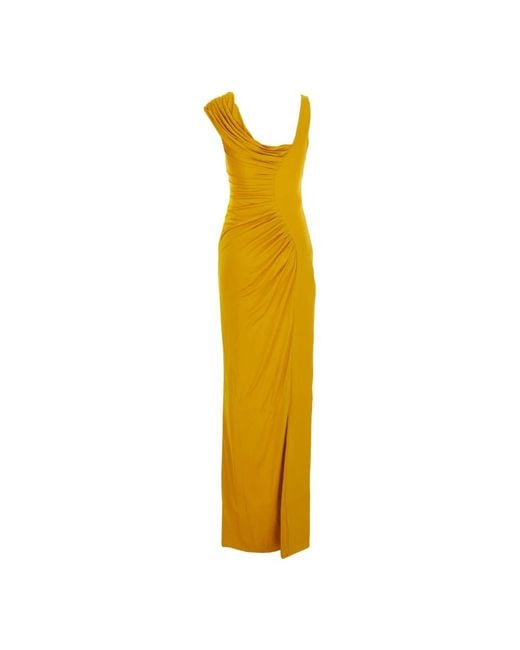 Versace Yellow Liquid Jersey Gown Kleid
