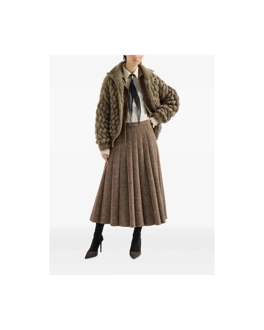 Brunello Cucinelli Brown Midi Skirts