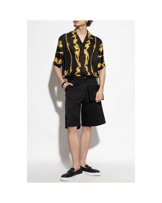 Versace Korte Broeken ,Zwart ,Katoen Gabardine Cargo Shorts in het Black voor heren