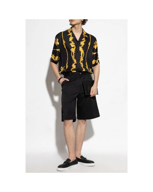 Versace Korte Broeken ,Zwart ,Katoen Gabardine Cargo Shorts in het Black voor heren