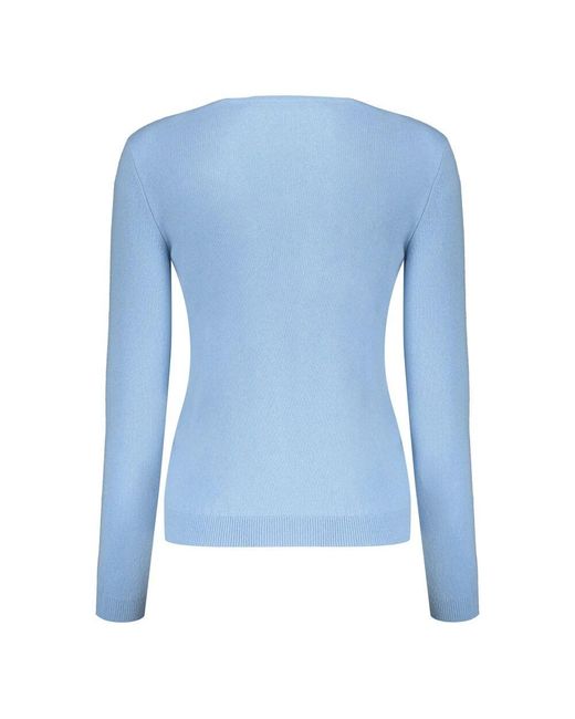 Valentino Garavani Blue Gerippter wollpullover mit frontlogo