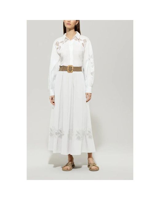 Luisa Cerano White Weiße Bluse Mit Eleganter Stickerei